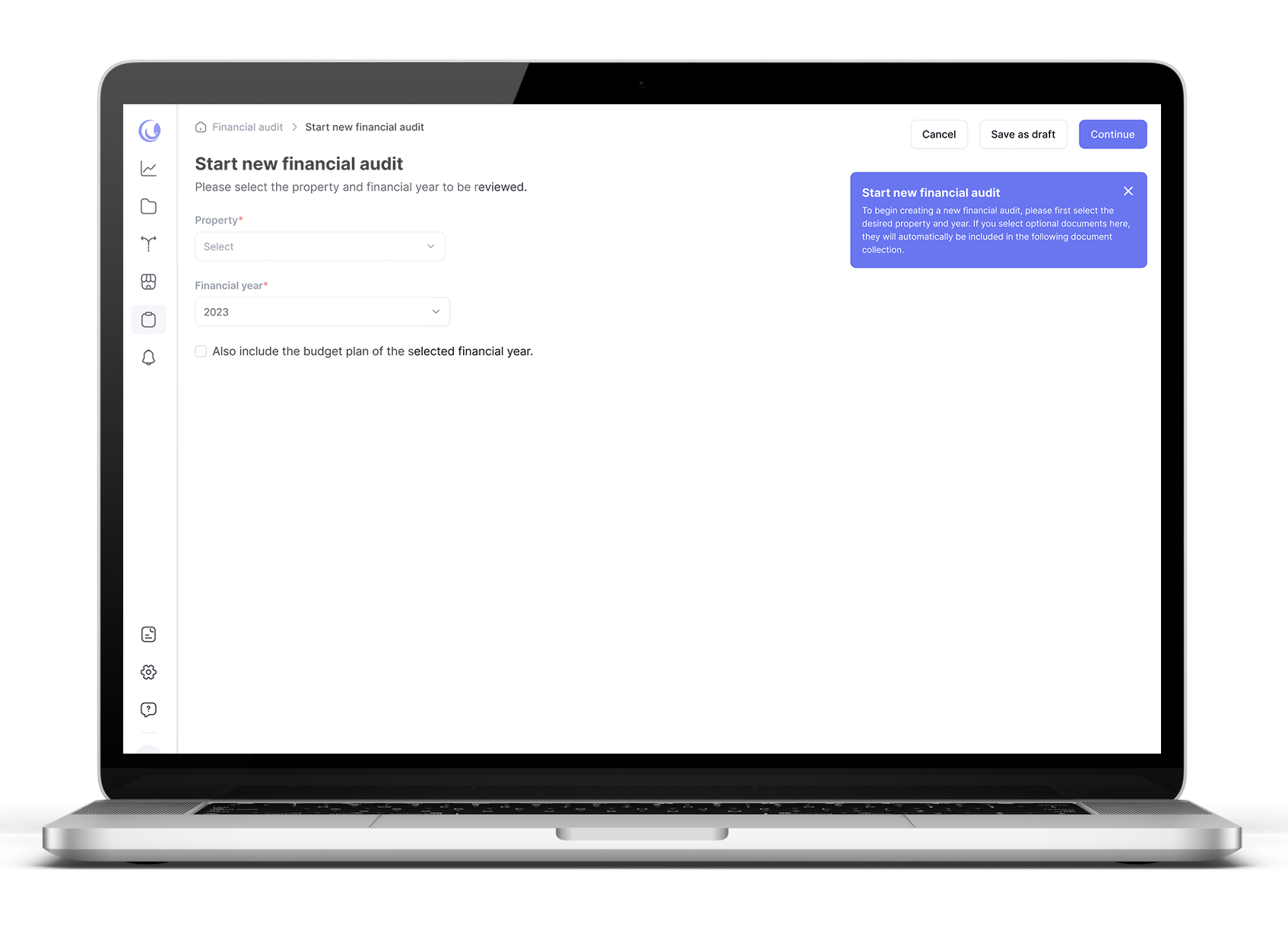 laptop with financial audit screen